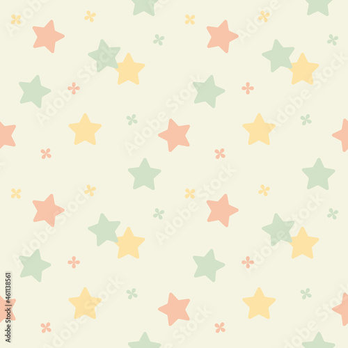 pastel star and flower seamless background for fabric pattern