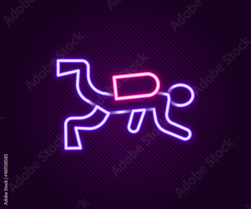 Glowing neon line Scuba diver icon isolated on black background. Colorful outline concept. Vector