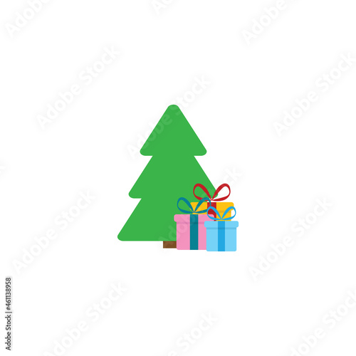 christmas tree with gift icon vector New Year sign  © veronchick84