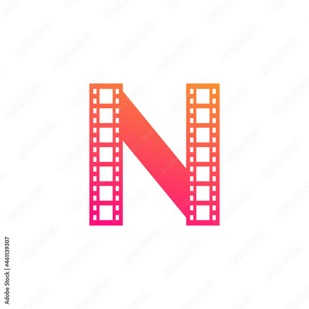 Initial Letter N with Reel Stripes Filmstrip for Film Movie Cinema Production Studio Logo Inspiration Initial Letter N with Reel Stripes Filmstrip for Film Movie Cinema Production Studio Logo Inspiration