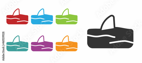 Black Shark fin in ocean wave icon isolated on white background. Set icons colorful. Vector