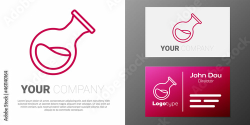 Logotype line Test tube and flask chemical laboratory test icon isolated on white background. Laboratory glassware sign. Logo design template element. Vector