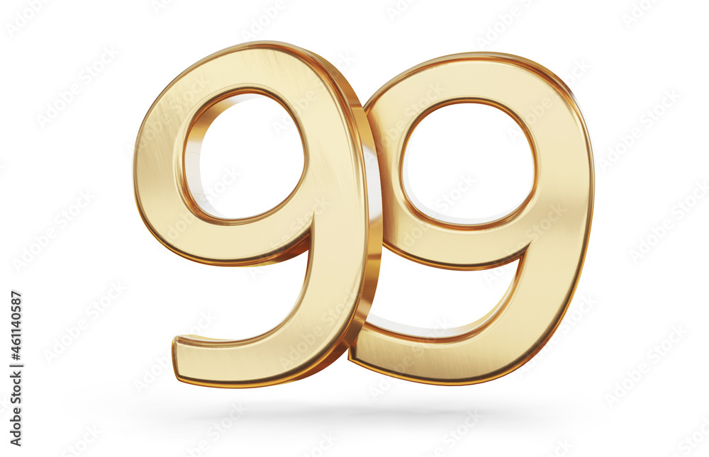 99 golden symbol isolated on white 3d-illustration 99 golden symbol isolated on white 3d-illustration