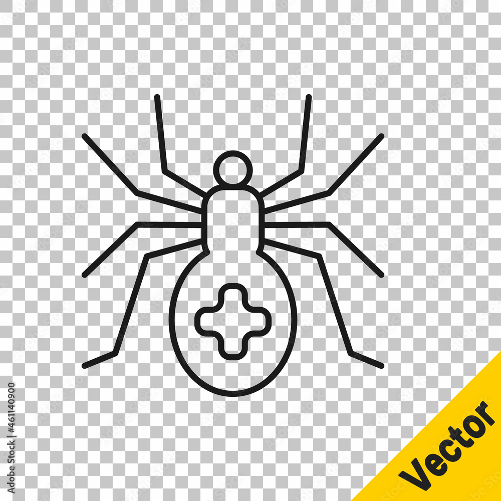 Black line Spider icon isolated on transparent background. Happy Halloween party. Vector Black line Spider icon isolated on transparent background. Happy Halloween party. Vector