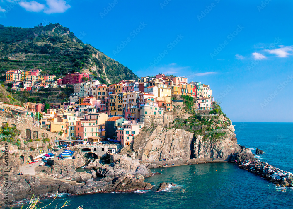 Italian Mediterranean coastline fishing village Cinque Terra