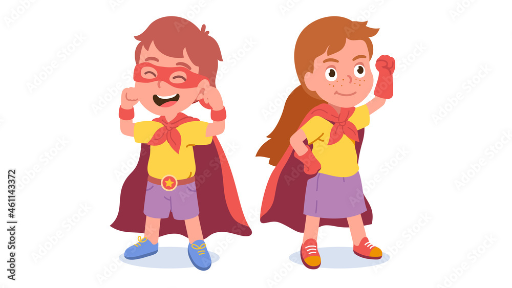 Girl, boy super heroes children cartoon characters Girl, boy super heroes children cartoon characters
