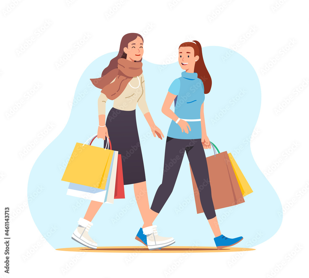 Shopper ladies with satisfied looks on their faces Shopper ladies with satisfied looks on their faces