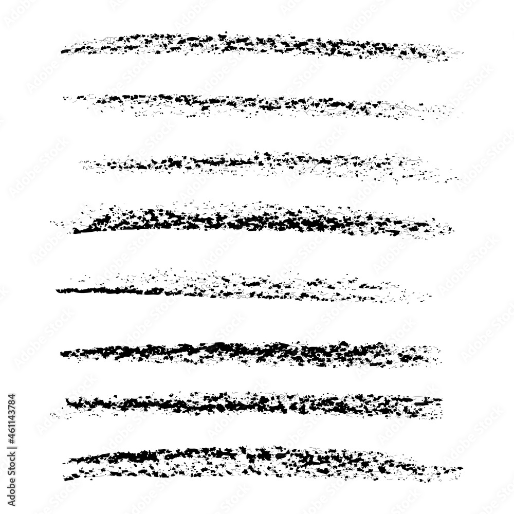 Fototapeta premium Pencil charcoal strokes set, vector logo blot design element