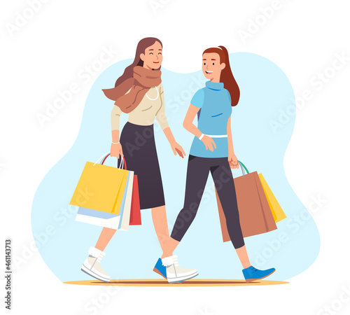 Shopper ladies with satisfied looks on their faces