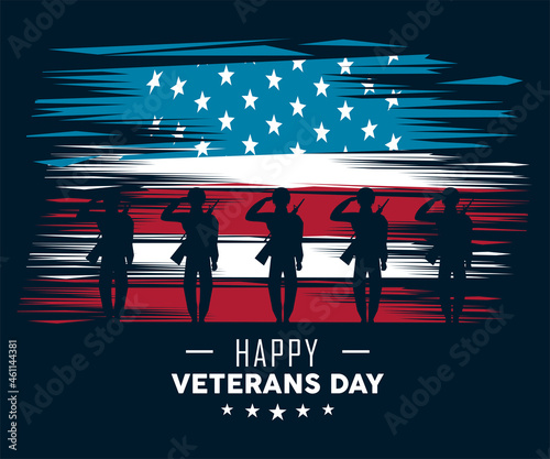 veterans soldiers saludating