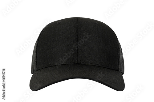 Black mesh cap isolated on white background
