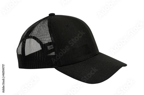 Black mesh cap isolated on white background