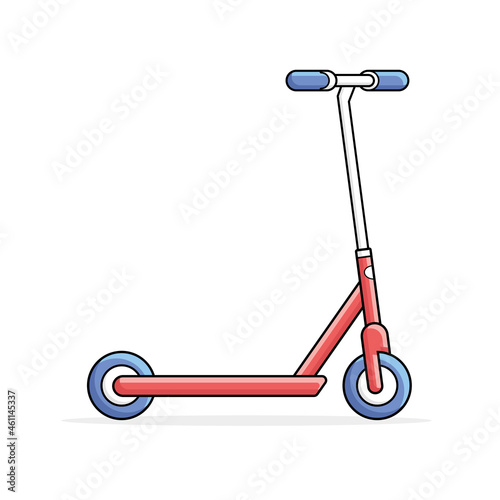 Red kick scooter isolated cartoon vector