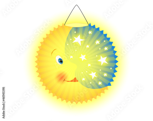 Kinder Laterne -Mond- für den Martins Umzug,
Vektor Illustration isoliert auf weißem Hintergrund
