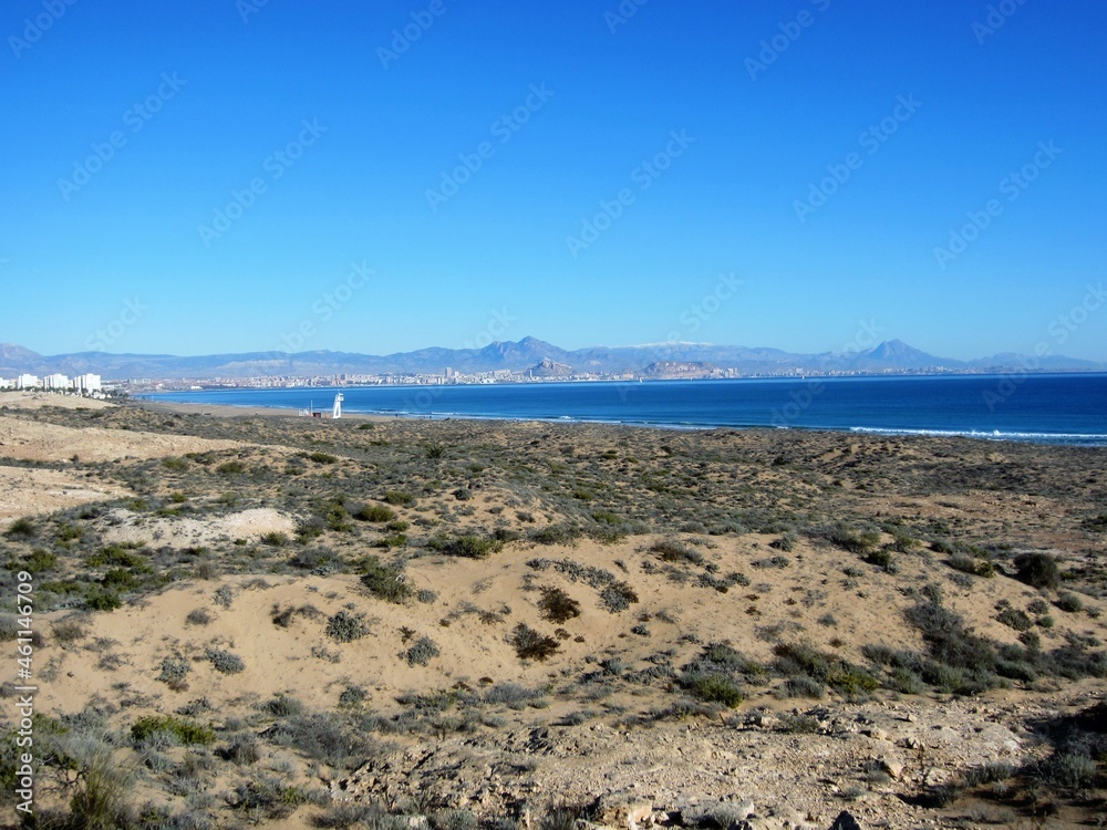 Bay of Alicante mountains and dunes Spain