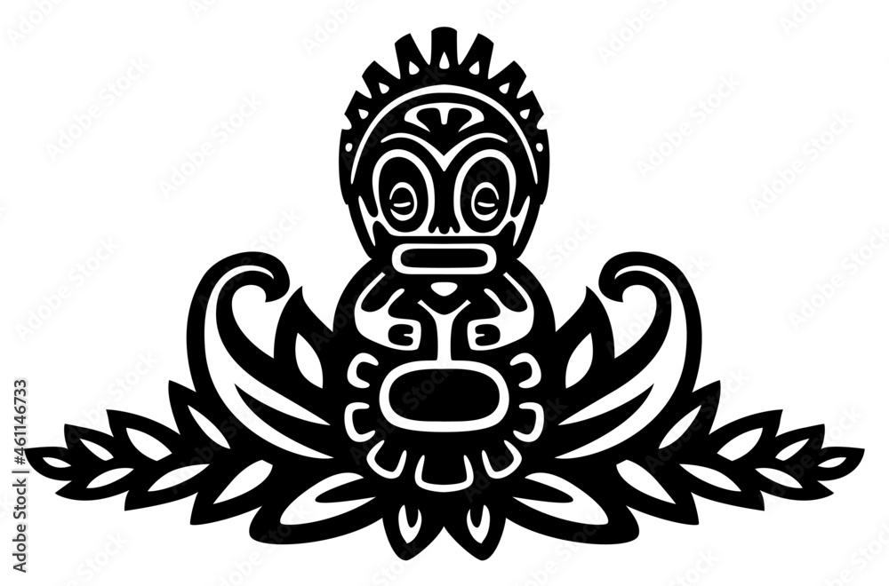 Polynesian Tiki queen. Vector tattoo design element inspired by Tahitian and Marquesan art. Polynesian Tiki queen. Vector tattoo design element inspired by Tahitian and Marquesan art.