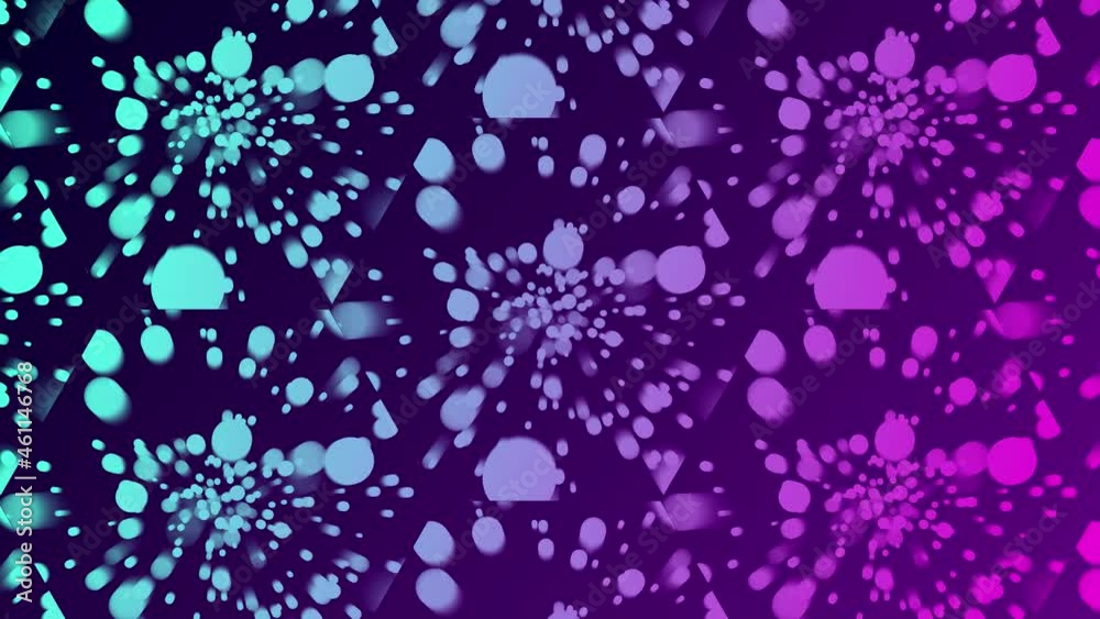 Abstract purple geometric seamless pattern background. Abstract Stripes Kaleidoscope Loop. Fast Psychedelic Colorful Kaleidoscope VJ background. Disco Abstract Motion Background. Kaleidoscope effect