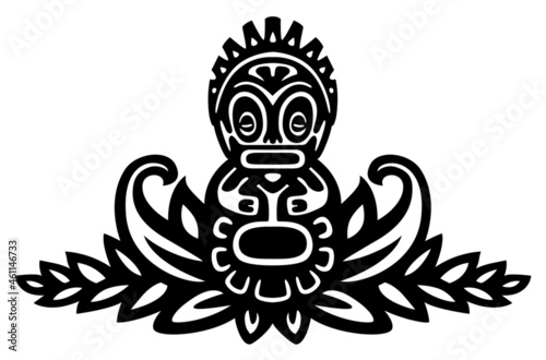 Polynesian Tiki queen. Vector tattoo design element inspired by Tahitian and Marquesan art.