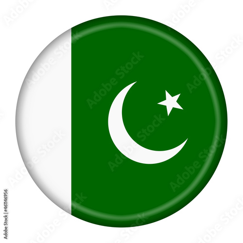 Pakistan flag button 3d illustration green white star