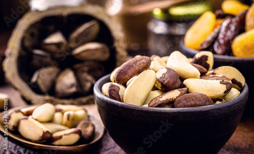 bowl with shelled brazil nuts, cooking ingredients from south america, exported to all over the world