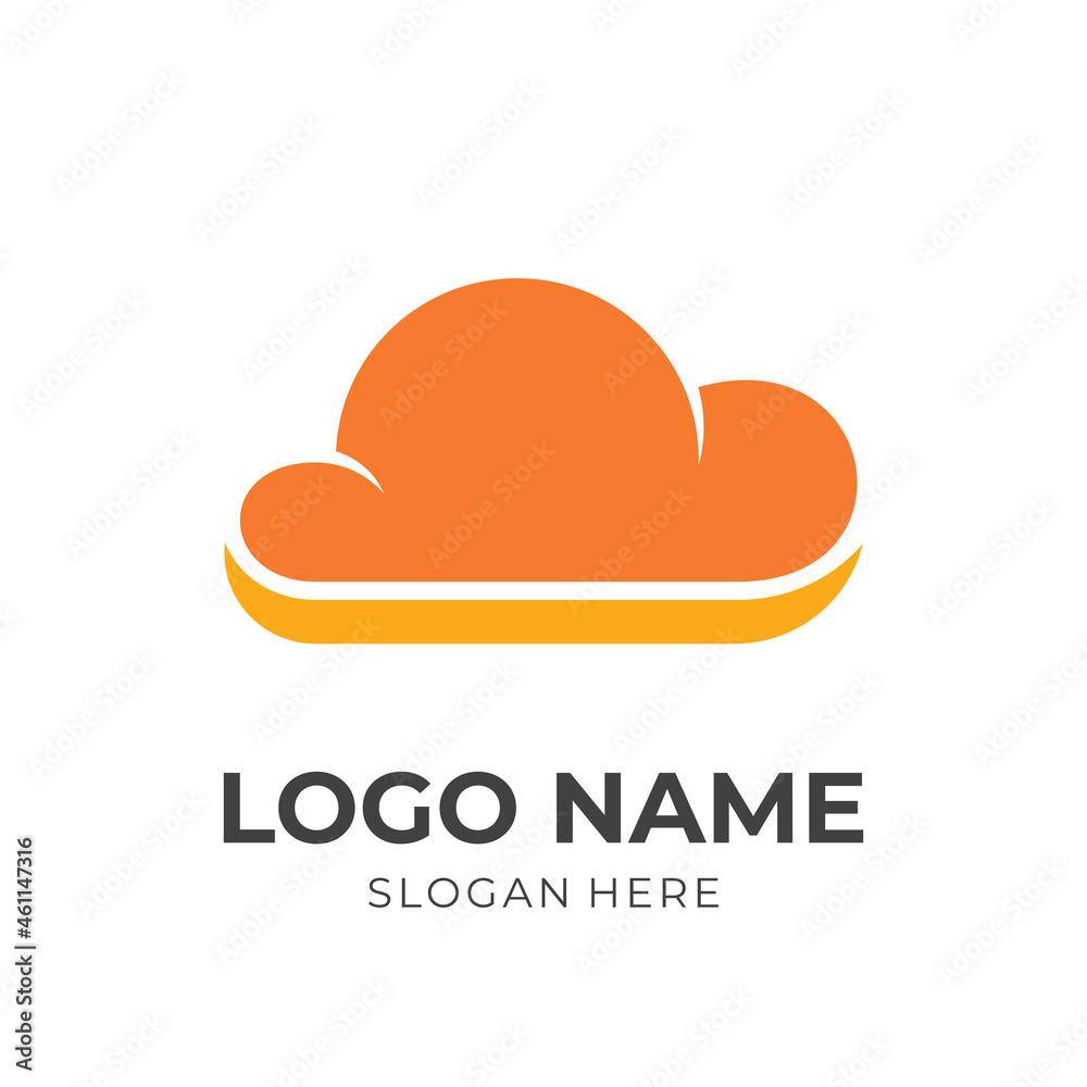 simple cloud logo design with flat orange and yellow color style simple cloud logo design with flat orange and yellow color style