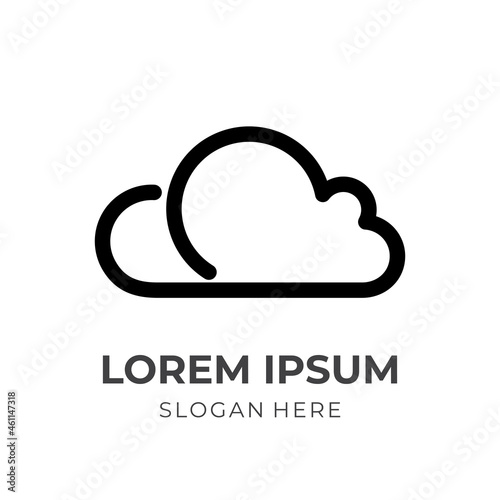 cloud logo vector with flat black color style