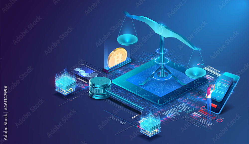 A woman reading a document. The concept of legislation on cryptocurrencies, legal regulation of cryptocurrencies or digital currency, the law on blockchain. Signed document with bitcoin. Vector A woman reading a document. The concept of legislation on cryptocurrencies, legal regulation of cryptocurrencies or digital currency, the law on blockchain. Signed document with bitcoin. Vector