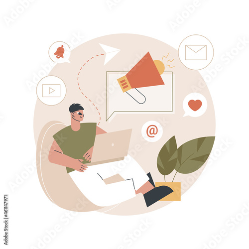 Email marketing abstract concept vector illustration. Email newsletter service, personalized message, connect with a customer, automated sending tool, permission based marketing abstract metaphor.