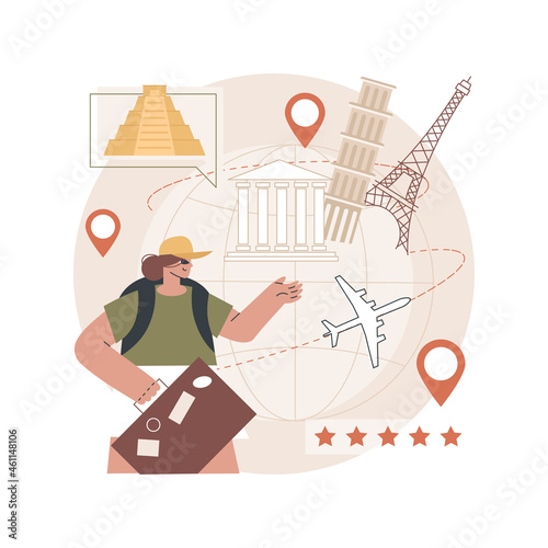 Global travelling abstract concept vector illustration. Global insurance, world trip, international tourism, travel agency, working holiday, luxury vacation resort chain abstract metaphor.