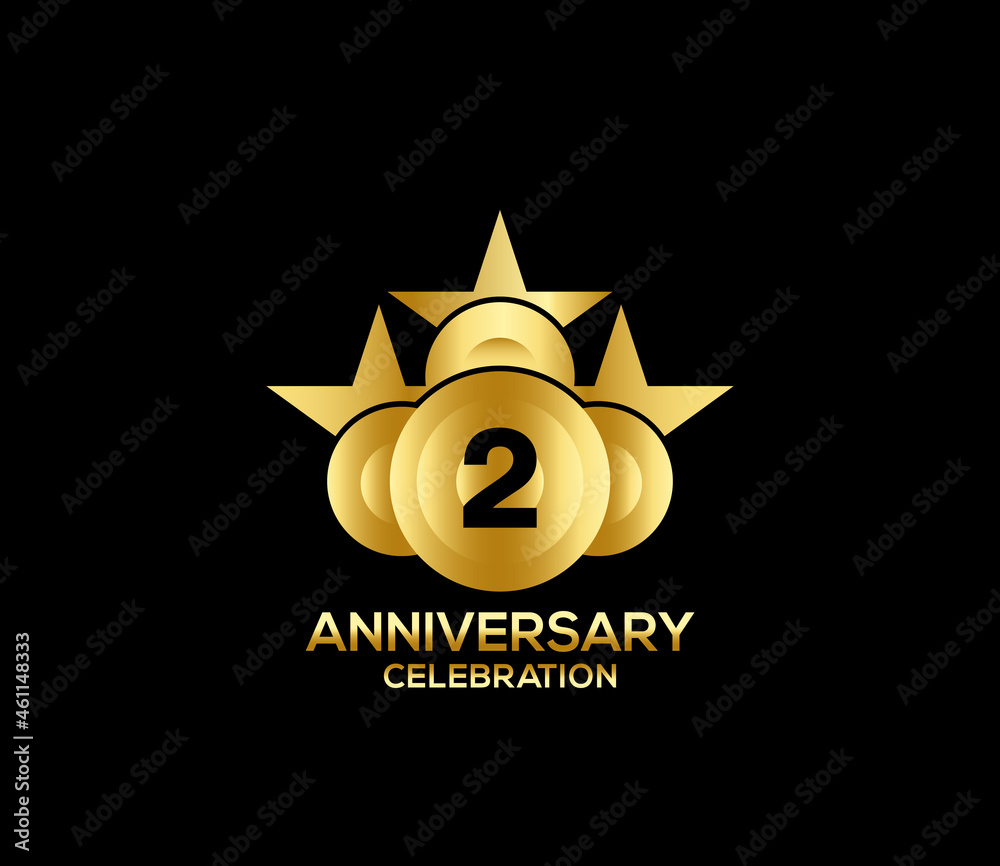Happy Anniversary of, 2 Years, Bright Color Star Design Shape element, ceremony party Presentation Happy Anniversary of, 2 Years, Bright Color Star Design Shape element, ceremony party Presentation