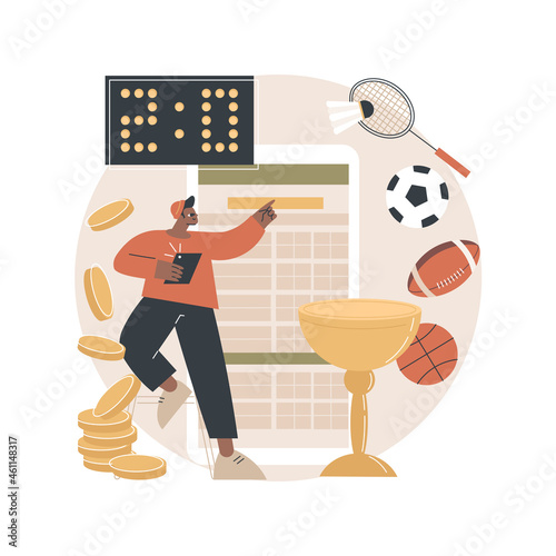 Sports betting abstract concept vector illustration. Bookmaker market, wagering website, sports betting mobile app, put bet on, online gambling, winner strategy, earn on e-sport abstract metaphor.