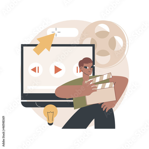 Video design abstract concept vector illustration. Video editing software, projection design course, scenic designer service, professional freelance editor, post production abstract metaphor.