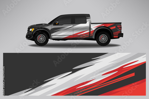 Wrap car vector design decal. Graphic abstract line racing background design for vehicle, race car, rally, adventure livery camouflage. © 21graphic
