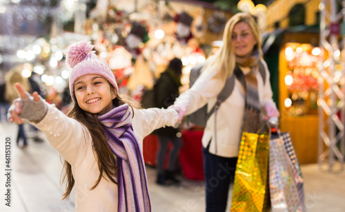 Daughter asks mom to buy Christmas present at the market