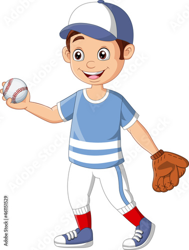Cartoon little boy playing a baseball
