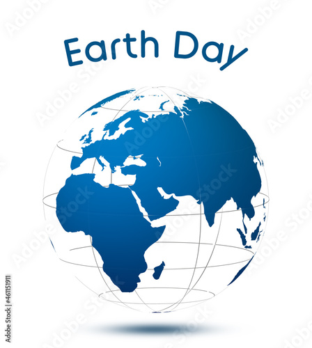 Happy Earth Day. Illustration of planet on white background