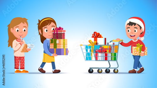 Kids shopping winter holiday presents