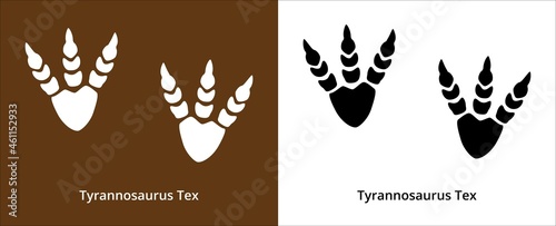 Tyrannosaurus rex foot print. T-rex foot print symbol. Dinosaur T-rex footprint stamp template. Vector stock illustration