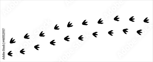 Tyrannosaurus rex foot print trail. T-rex foot print symbol. Dinosaur T-rex footprint stamp track template. Vector stock illustration