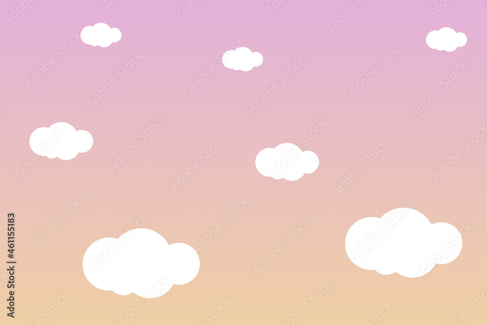 シンプルな夕焼け空と雲のイラスト背景 シンプルな夕焼け空と雲のイラスト背景
