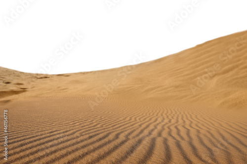 Sand dunes on white background. Wild desert