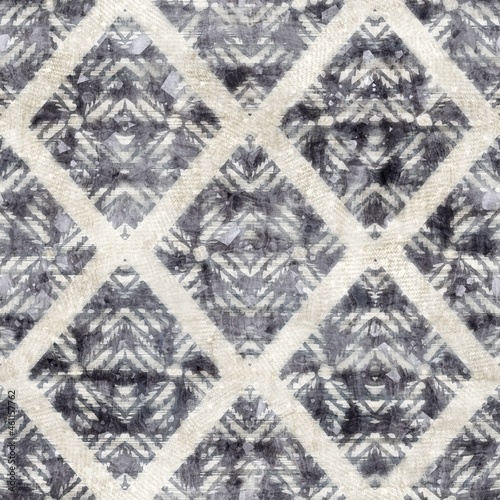 Seamless gray and cream grungy damask pattern for surface design and print. High quality illustration. Intricate luxurious hip sensual trendy romantic design for interior design, fabric, or textile. © NinjaCodeArtist