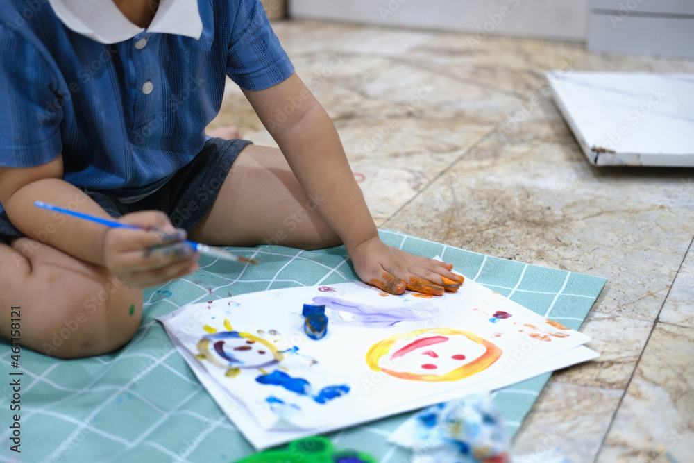 Focus on hands on paper, early childhood learning by using paints and brushes to build imagination and enhance skills on the board. Focus on hands on paper, early childhood learning by using paints and brushes to build imagination and enhance skills on the board.