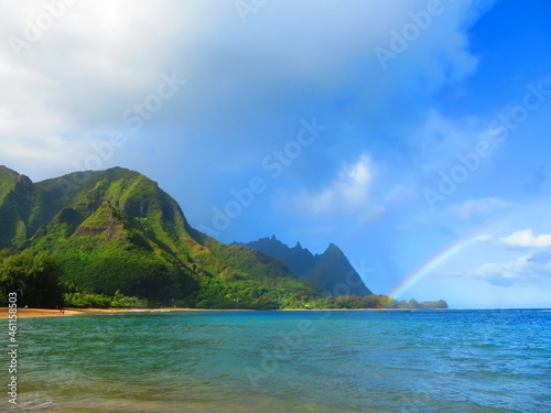 Beautiful sunset in Hawaii by ocean