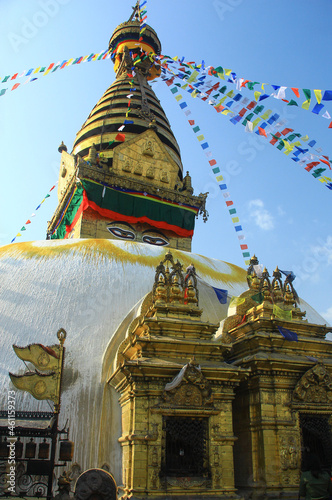 The Pagoda at the top of Swayambhunath Temple in Kathmandu Nepal.