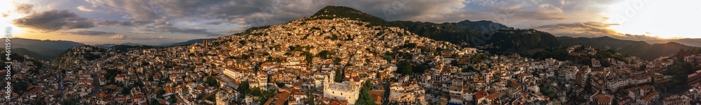 Panoramic view of Taxco, Guerrero Mexico at morning 