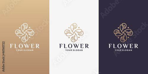 feminine beauty salon and spa logo design monogram line art style
