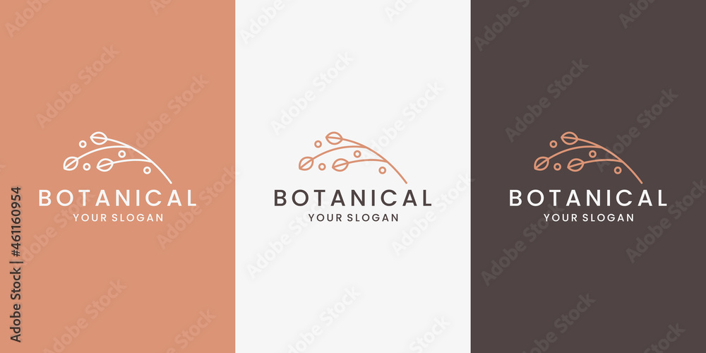minimalist elegant botanical logo design template. business card vector