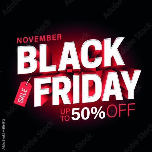 Black Friday promotional vector lettering 3D sign illustration promo