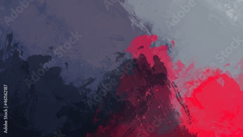 Abstract painting art with grey, red and dark blue paint brush for presentation, website background, halloween poster, wall decoration, or t-shirt design.